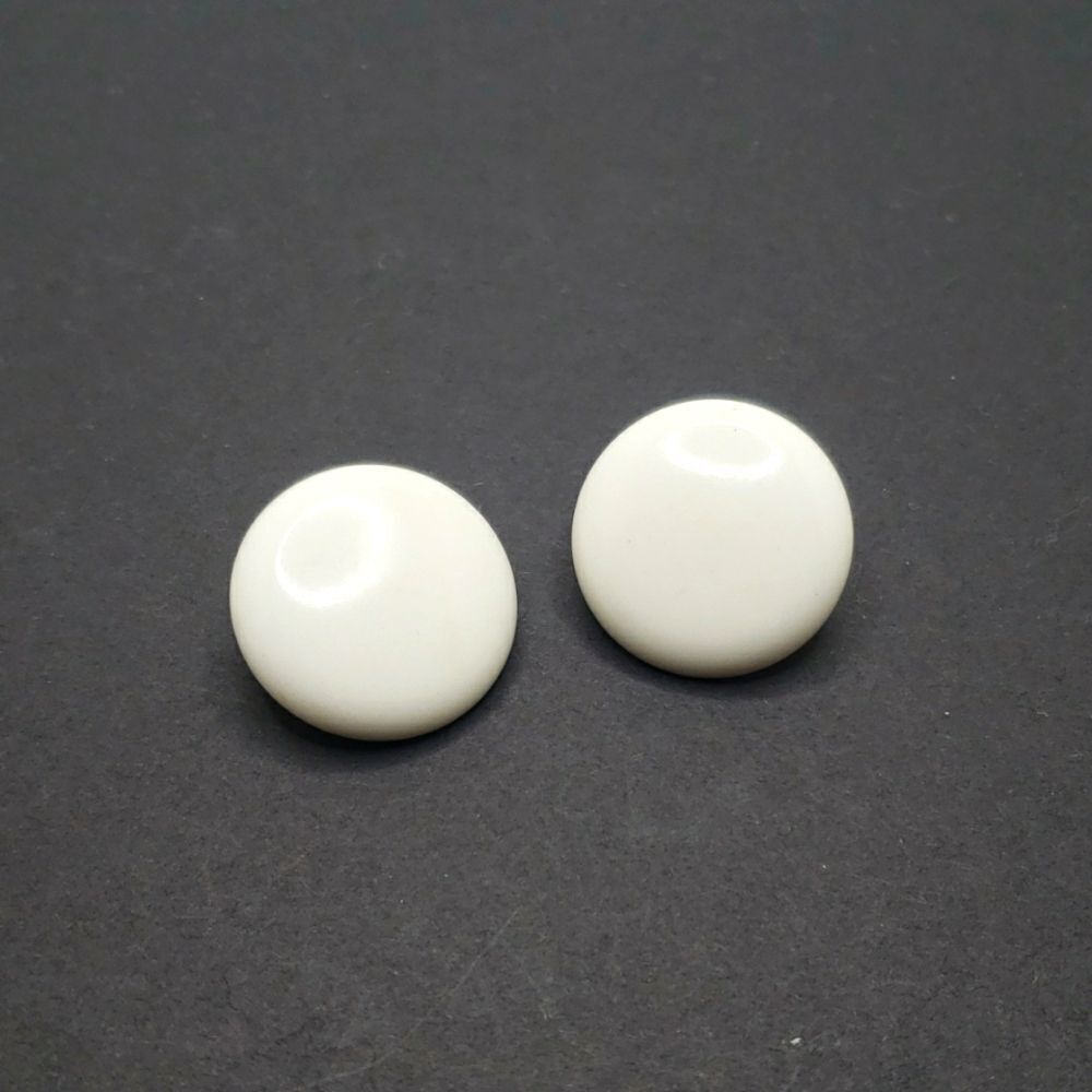 Vintage made in Japan white circle clip on earrings
